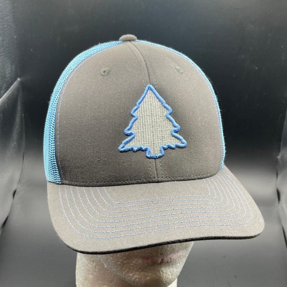 Fresh Air Pine Tree Trucker Hat Grey Blue‎ Embroidered Snapback Mesh Cap